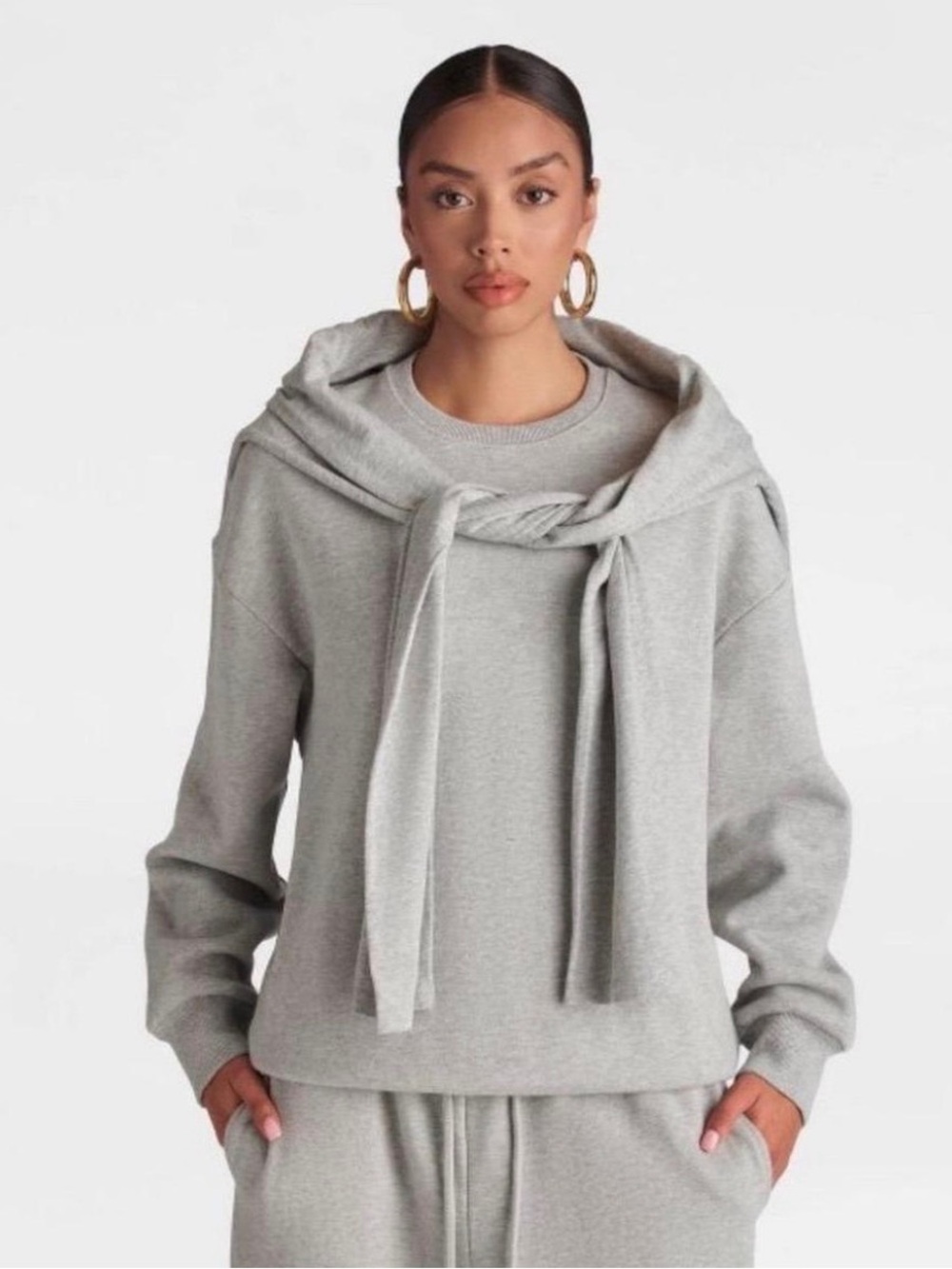 Cozy Crewneck Sweatshirt in Light Gray - Picture 6 of 6